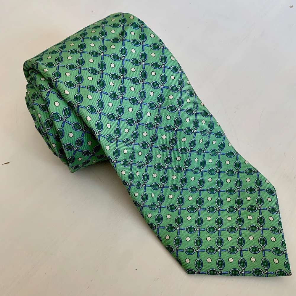 Green Brooks Brothers Country Club Racket Silk Tie